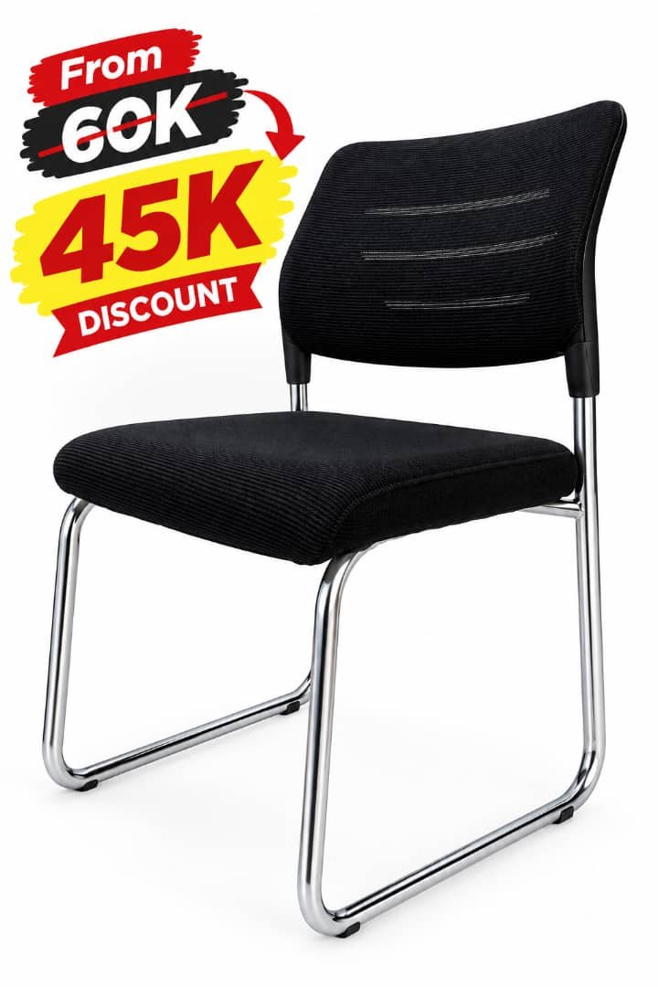 Black Mesh Visitor Chair with Chrome Sled Base - Image 5
